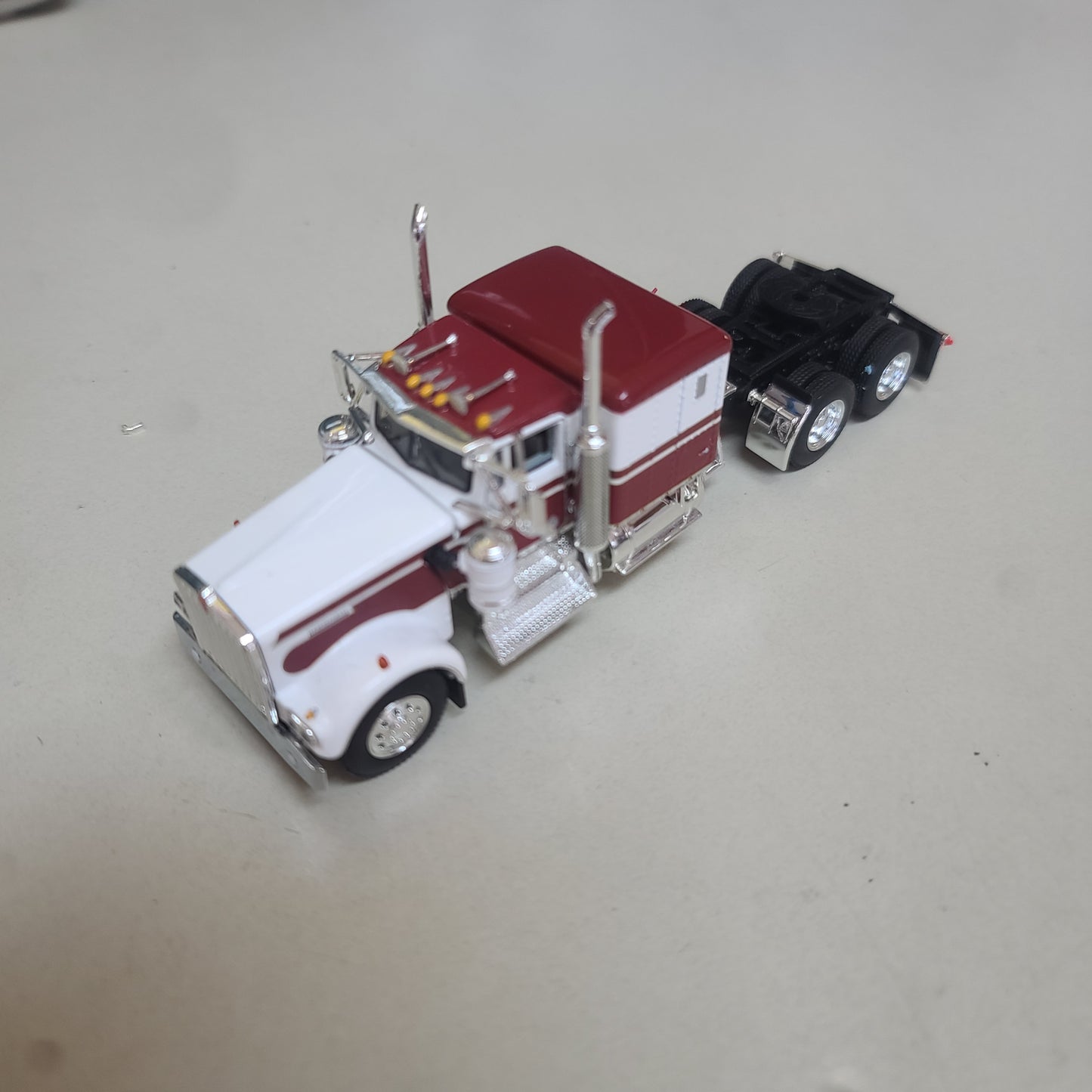 1:64 DCP Cab Only Kenworth 900A, maroon and white bunk flattop sleeper