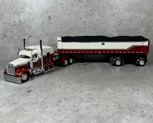 1:64 DCP Kenworth W900L w/ MAC Coal End Dump Copper/Cream