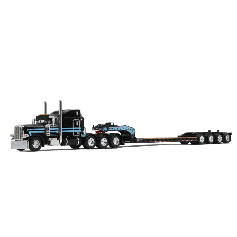 1:64 DCP Peterbilt 389 triple axle with 63" flattop sleeper and Fontaine triple axle detachable gooseneck lowboy