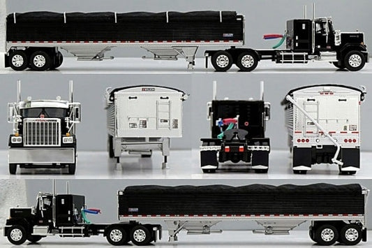 1:64 DCP Black GMC General with 34" coffin sleeper and Wilson grain hopper