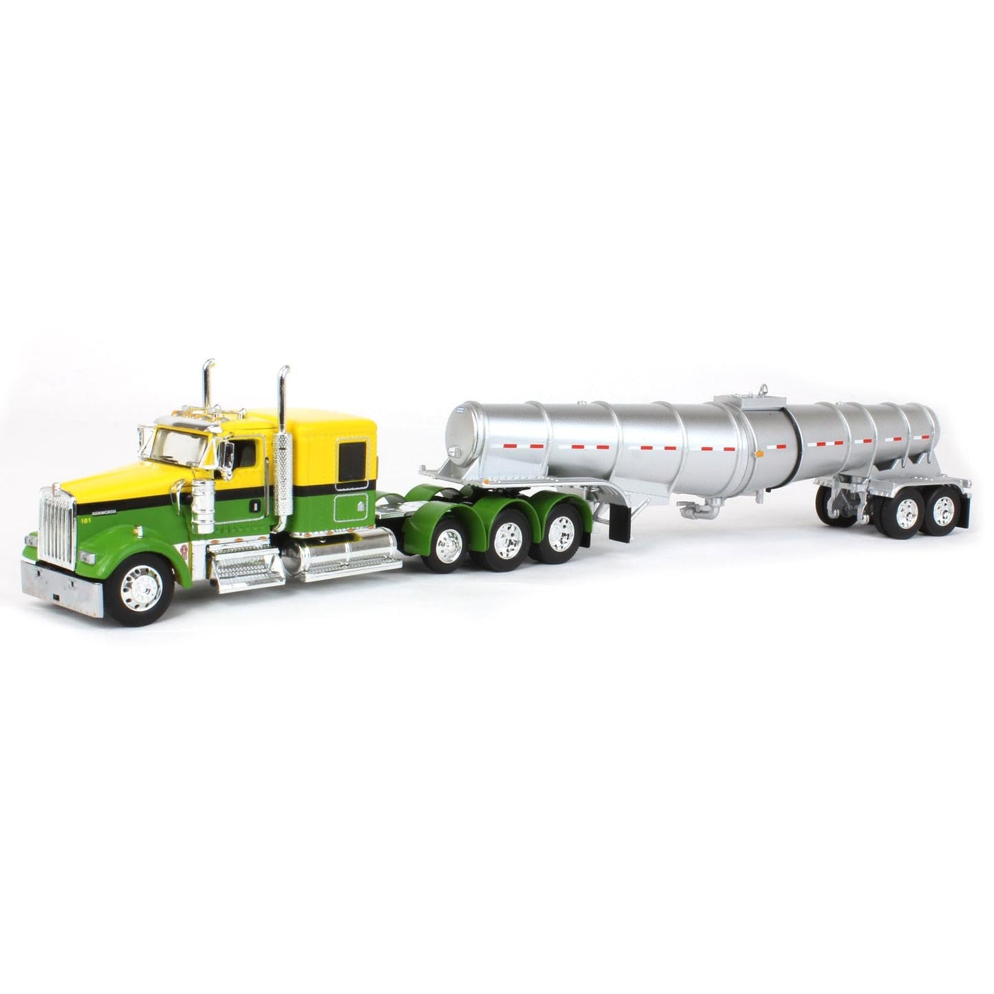 1:64 DCP Kenworth W900L with 60" sleeper and Polar deep drop trailer, yellow and green