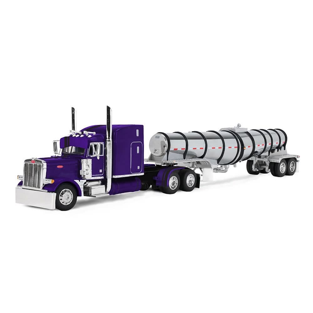 1:64 DCP Peterbilt Model 379 Wild Orchid with 63” Mid-Roof Sleeper & Polar Deep Drop Trailer