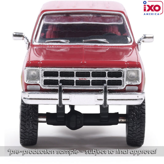 1:64 IXO 1977 GMC Sierra Grande K2500 Crew Cab Wideside - Dark Red Metallic and Silver Special Two-Tone - Lifted