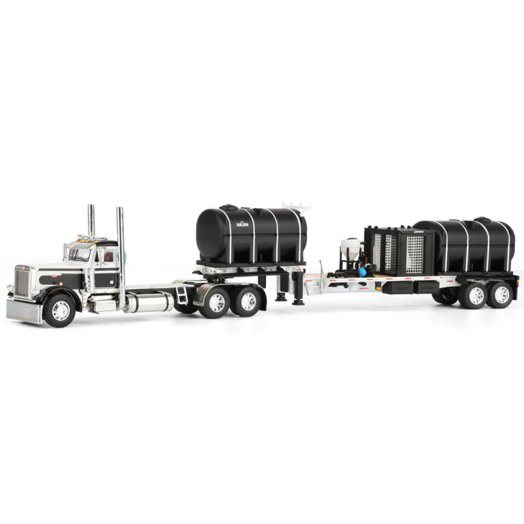 1:64 DCP 379 Peterbilt w/ Demco Fertilizer Tender Trailer Black White and Gray
