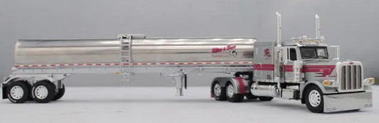 1:64 DCP Mies & Son/Daughter Peterbilt Model 389 with 63″ Flat Top Sleeper & Walker Tandem Axle Milk Tanker Semi Trailer