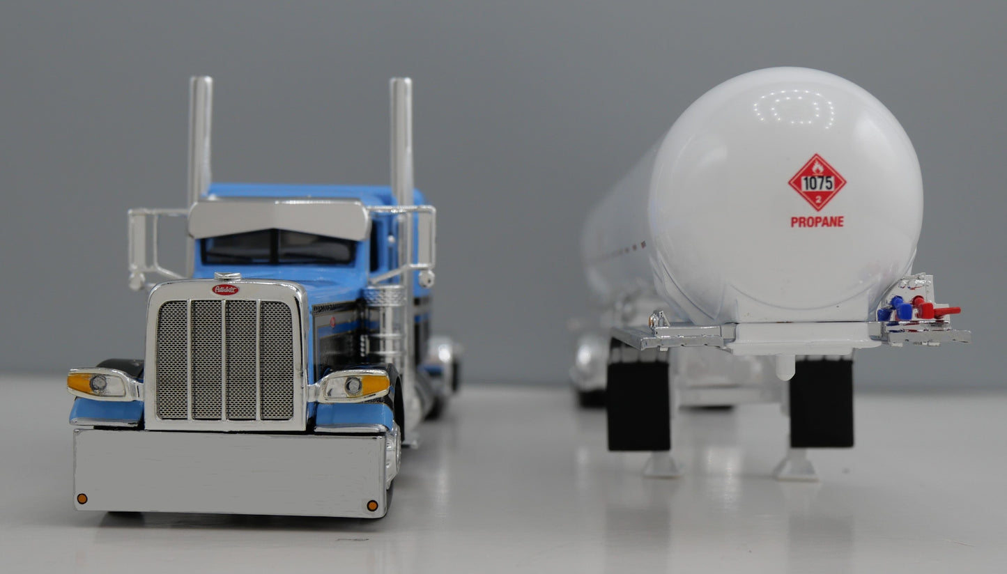 1:64 DCP Blue Black and Silver Peterbilt 389 63" w/ Anhydrous bottle