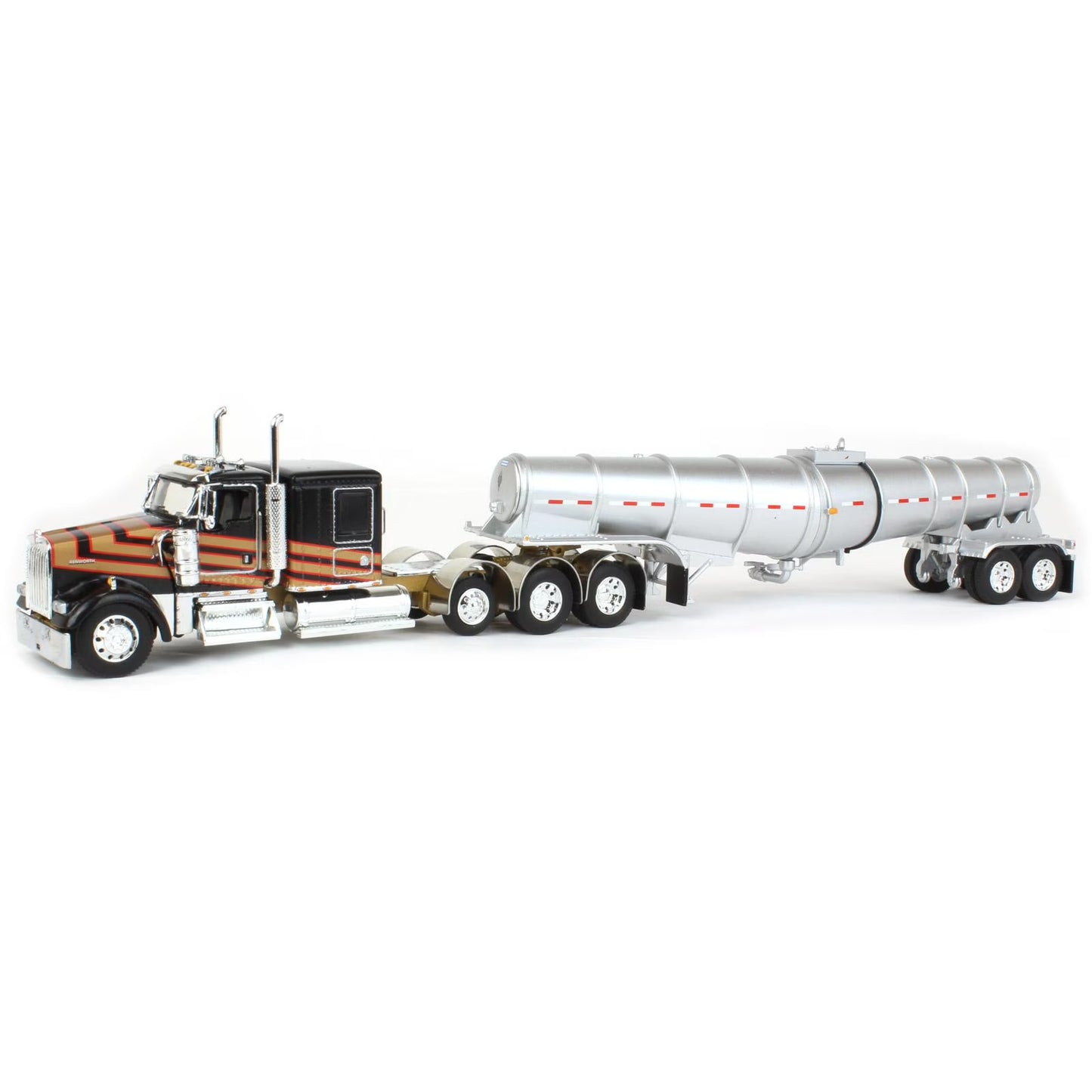 1:64 DCP Kenworth W900L with 60" sleeper and Polar deep drop trailer, black and gold