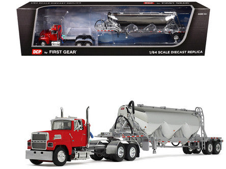 1:64 DCP Ford LTL 9000 Day Cab with Heil Pneumatic Tank Trailer Heil Red