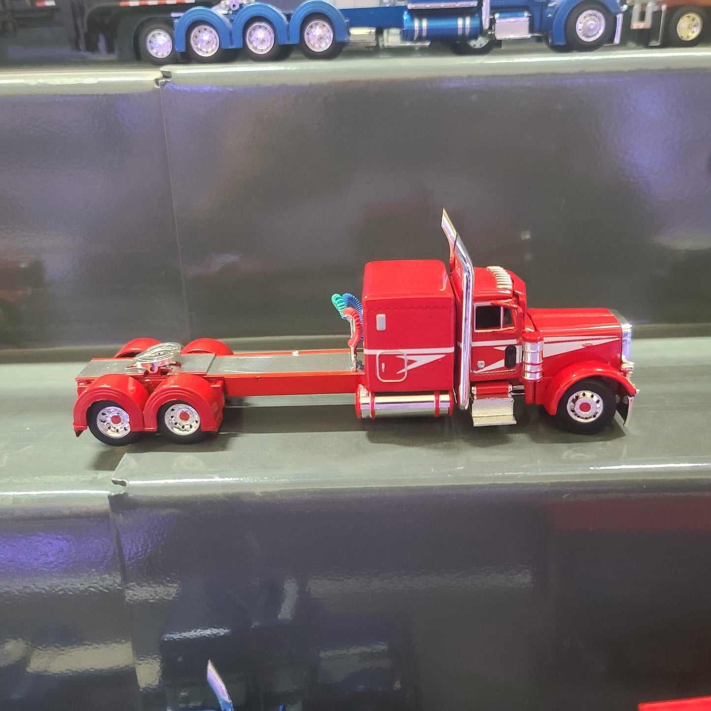 1:64 DCP Cab Only Peterbilt 379, red w white stripe, flattop sleeper