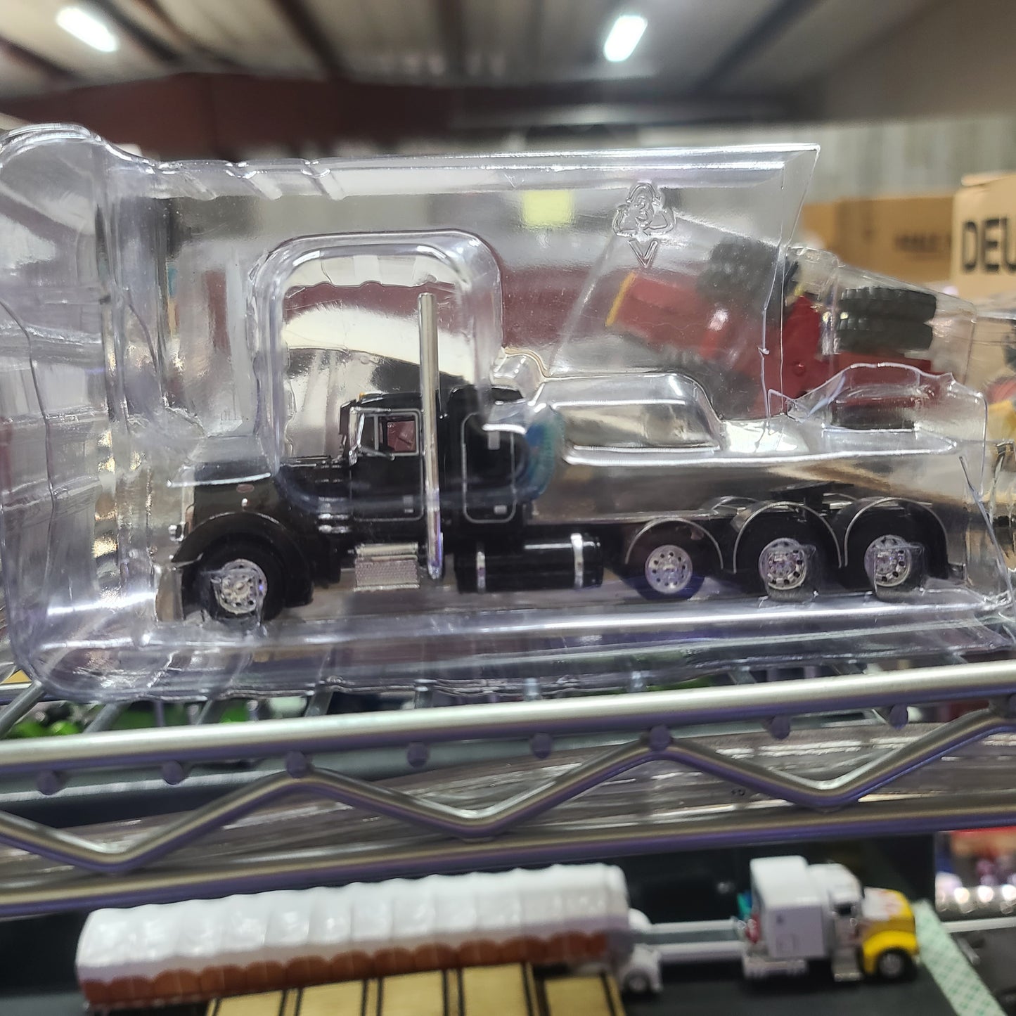 1:64 DCP Cab Only Peterbilt 379, black triple axle, 36" bunk flattop sleeper