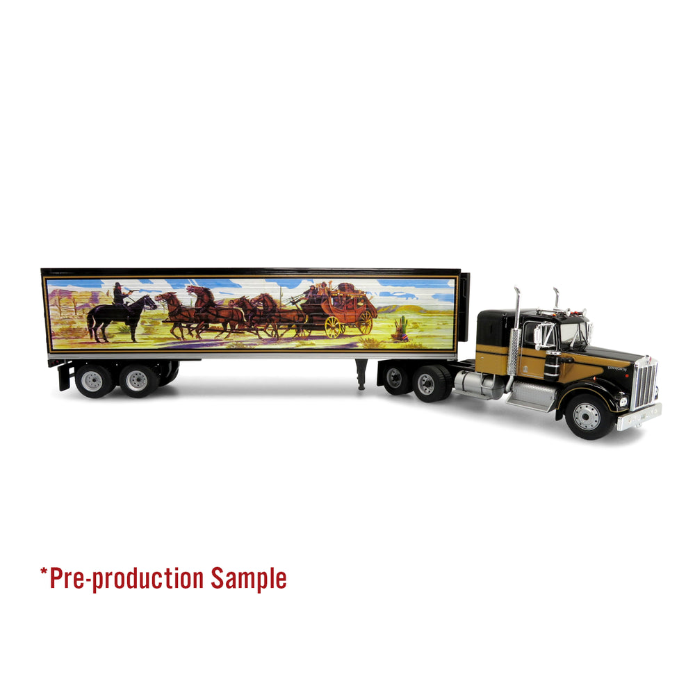 1:64 Iconic Replicas 1976 Kenworth W900 - Black with Trailer (Smokey and the Bandit) Chromatic Limited Edition