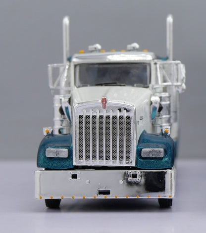 1:64 DCP W900L with 60" flat top sleeper and Polar deep drop tank trailer (Teal)