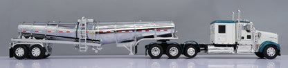 1:64 DCP W900L with 60" flat top sleeper and Polar deep drop tank trailer (Teal)