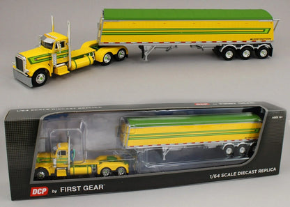 1:64 DCP Peterbilt 379 Day Cab Semi Truck w Lode King Distinction Tri-Axle Grain Hopper Trailer