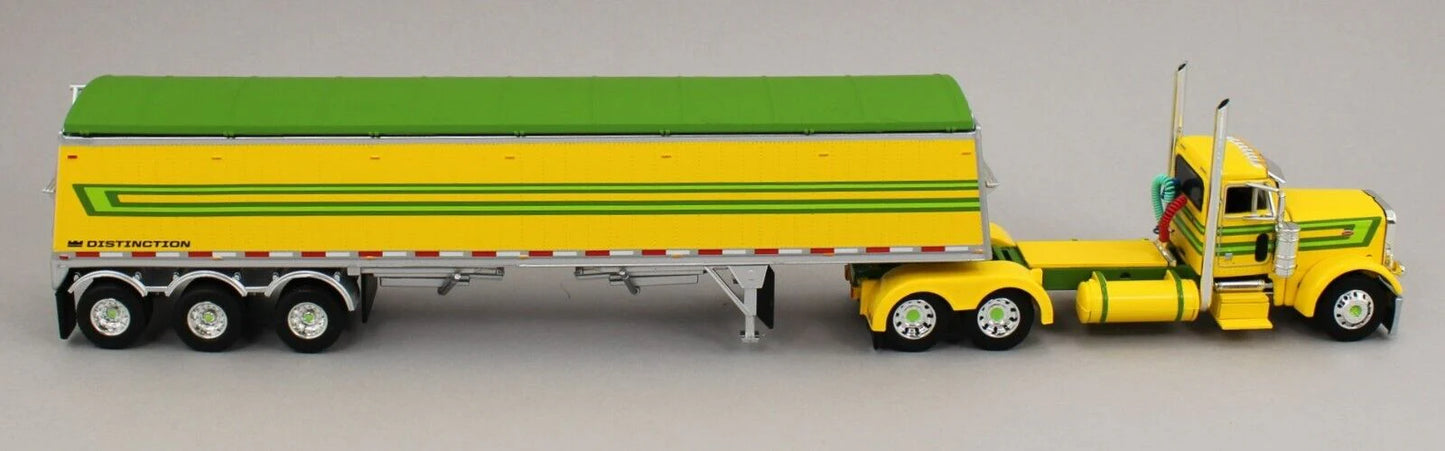 1:64 DCP Peterbilt 379 Day Cab Semi Truck w Lode King Distinction Tri-Axle Grain Hopper Trailer