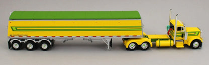 1:64 DCP Peterbilt 379 Day Cab Semi Truck w Lode King Distinction Tri-Axle Grain Hopper Trailer