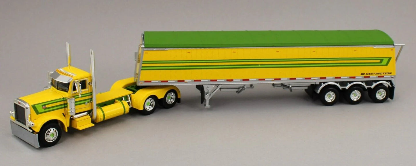 1:64 DCP Peterbilt 379 Day Cab Semi Truck w Lode King Distinction Tri-Axle Grain Hopper Trailer