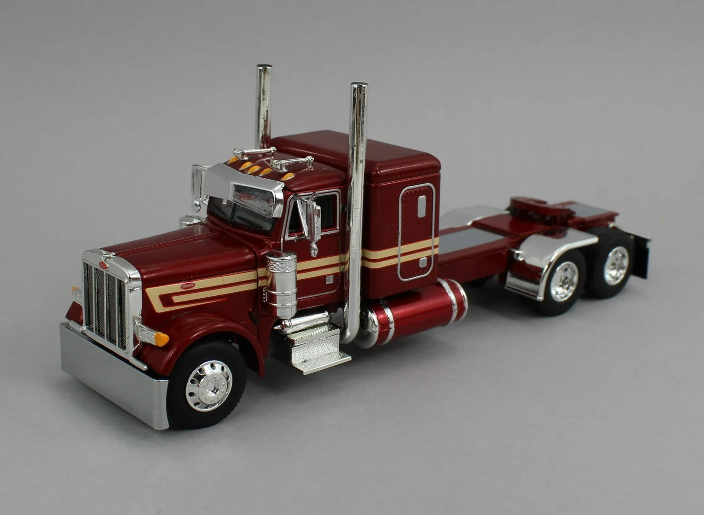 1:64 DCP Peterbilt 379 with 48" Flattop Sleeper and Wilson High Sided Grain Trailer, Candy Apple Red and Black
