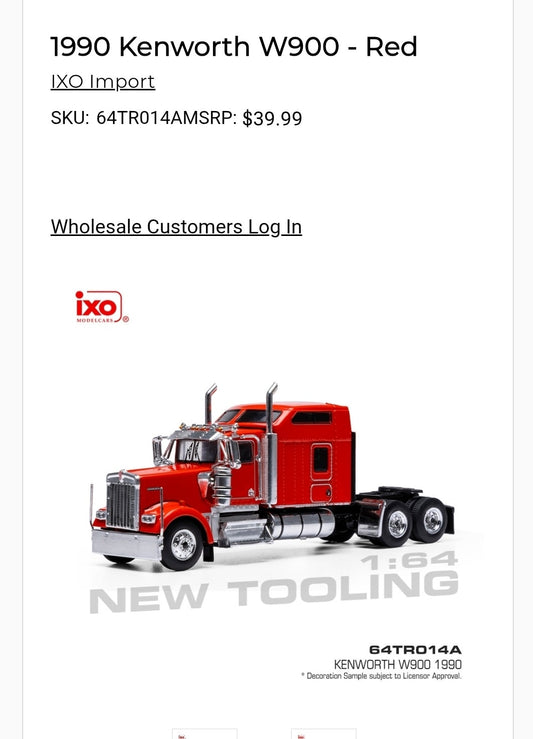 1:64 IXO Kenworth W900 Red