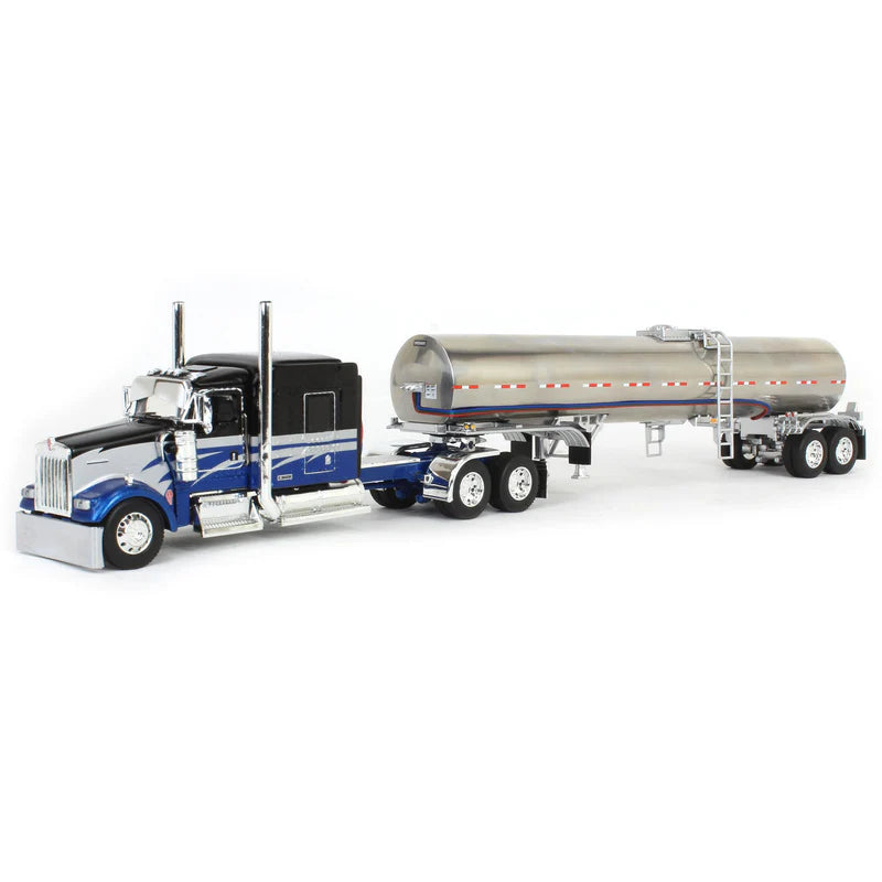 1:64 DCP Kenworth W900L with 72in Aerocab Sleeper & Brenner Tanker, Blue, Black & Silver Limited Edition