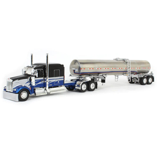 1:64 DCP Kenworth W900L with 72in Aerocab Sleeper & Brenner Tanker, Blue, Black & Silver Limited Edition