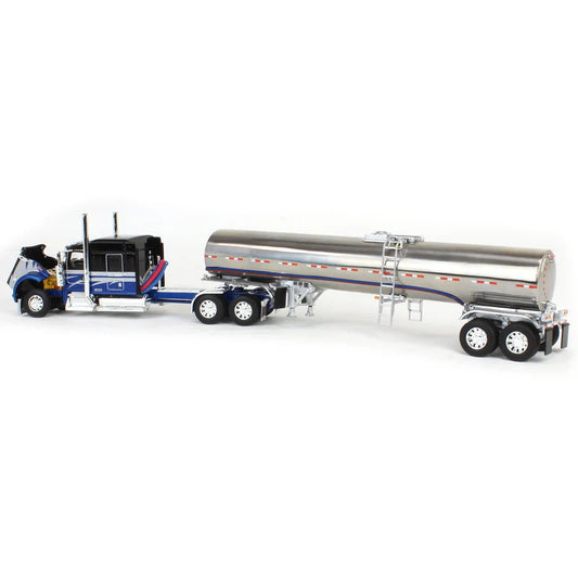 1:64 DCP Kenworth W900L with 72in Aerocab Sleeper & Brenner Tanker, Blue, Black & Silver Limited Edition
