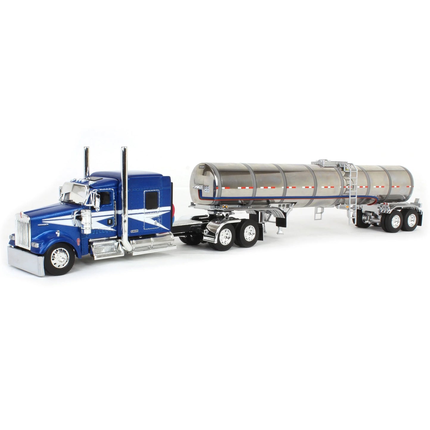 1:64 DCP Kenworth W900L with 72in Aerocab Sleeper & Brenner Tanker, Blue & Silver Limited Edition