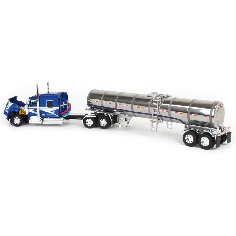1:64 DCP Kenworth W900L with 72in Aerocab Sleeper & Brenner Tanker, Blue & Silver Limited Edition
