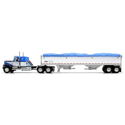 1:64 DCP Blue and White GMC General with 34" coffin sleeper and Wilson grain hopper Shupe Bros