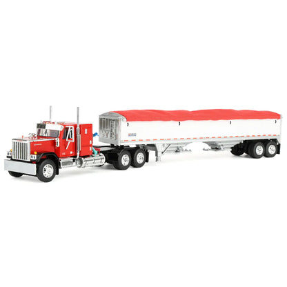 1:64 DCP Red and Black GMC General with 34" coffin sleeper and Wilson grain hopper