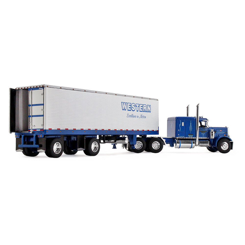 1:64 DCP Western Distributing Peterbilt 351 w flattop sleeper w vintage reefer van