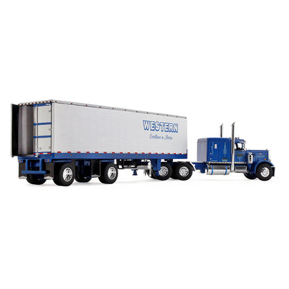 1:64 DCP Western Distributing Peterbilt 351 w flattop sleeper w vintage reefer van
