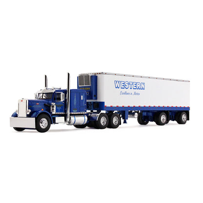1:64 DCP Western Distributing Peterbilt 351 w flattop sleeper w vintage reefer van