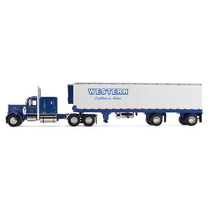 1:64 DCP Western Distributing Peterbilt 351 w flattop sleeper w vintage reefer van