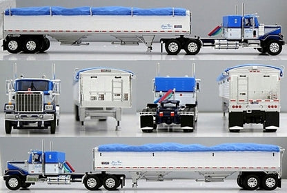 1:64 DCP Blue and White GMC General with 34" coffin sleeper and Wilson grain hopper Shupe Bros