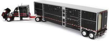 1:64 DCP Black & Red Kenworth W990 with Wilson Silverstar Livestock Trailer