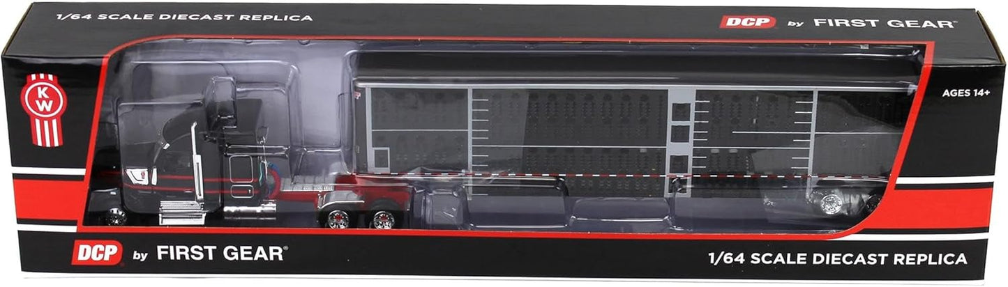 1:64 DCP Black & Red Kenworth W990 with Wilson Silverstar Livestock Trailer