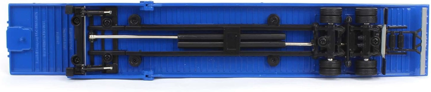 1:64 DCP Blue Peterbilt 389 Day Cab Landoll 440B Traveling Axle Trailer
