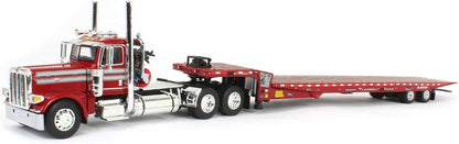 1:64 DCP Red Peterbilt 389 Day Cab Landoll 440B Traveling Axle Trailer