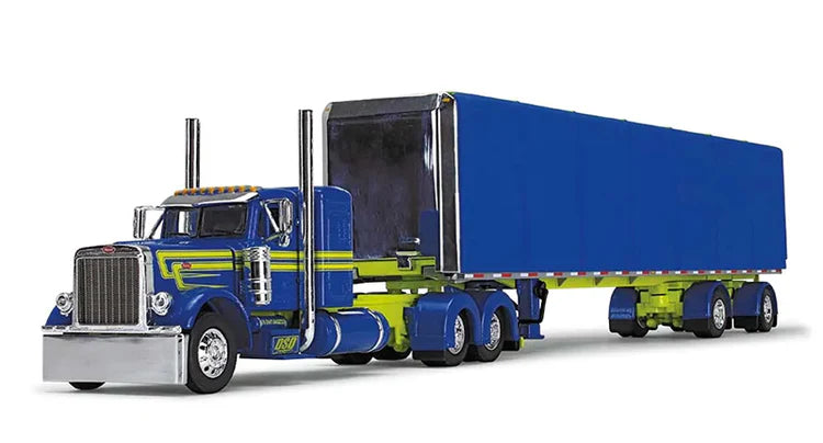 1:64 DCP Big Rig Series #12 Peterbilt 379 with 36" flat top sleeper and utility 53' roll tarp trailer