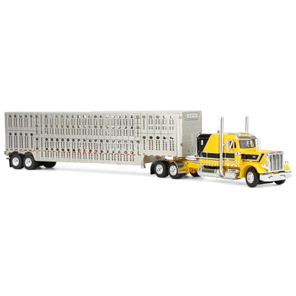 1:64 DCP Red's Favorite - Hank Cosper Peterbilt 359 63" flattop sleeper with Wilson livestock trailer