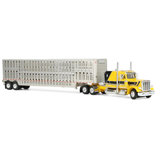 1:64 DCP Red's Favorite - Hank Cosper Peterbilt 359 63" flattop sleeper with Wilson livestock trailer