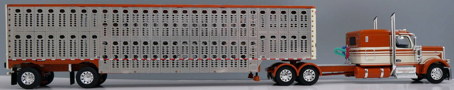 1:64 DCP Peterbilt 589 Flattop Sleeper Semi and Spread Axel Cattle Pot  SCD LLC