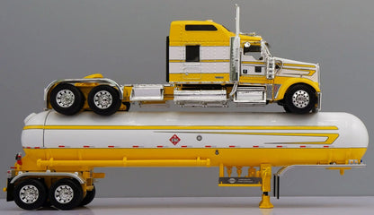 1:64 DCP Kenworth W900L 86" Studio Sleeper with LPG tanker Yellow and White