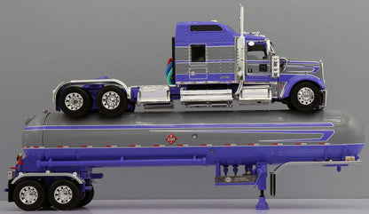 1:64 DCP Kenworth W900L 86" Studio Sleeper with LPG tanker Purple and Silver