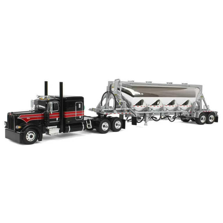 1:64 DCP Black and Viper Red Peterbilt 389 with JandL Pneumatic Tank Trailer