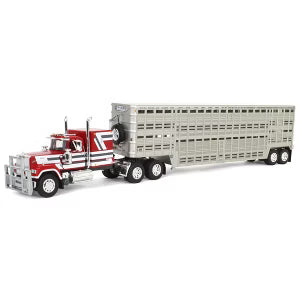 1:64 DCP Mack Superliner 60" flattop sleeper with Wilson 45' vintage livestock trailer