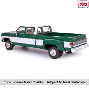 1:64 IXO 1973 GMC Sierra Grande 3500 Crew Cab Dually - Glenwood Green and Frost White