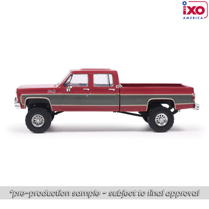 1:64 IXO 1977 GMC Sierra Grande K2500 Crew Cab Wideside - Dark Red Metallic and Silver Special Two-Tone - Lifted