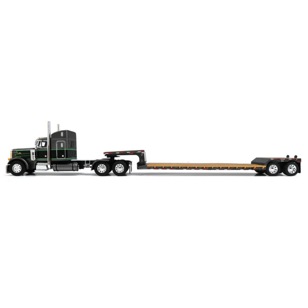 1:64 DCP Peterbilt 379 Semi Truck with Fontaine Renegade Lowboy Trailer, Gray Black and Lime